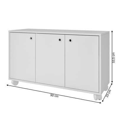 Armário Multiuso 3 Portas 1 Prateleira Branco 625 - Pnr Móveis