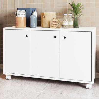 Armário Multiuso 3 Portas 1 Prateleira Branco 625 - Pnr Móveis