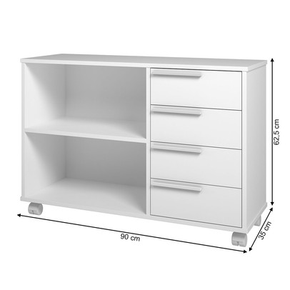 Armário Multiuso 4 Gavetas 1 Prateleira Branco 440 - Pnr Móveis