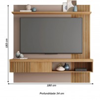 Painel para TV Até 65 Polegadas 1 Porta Ripado Jade Buriti/Fendi - Caemmun