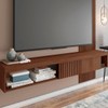 Painel para TV Até 65 Polegadas 1 Porta Ripado Jade Fendi/Havana - Caemmun