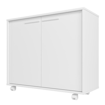 Armário Multiuso 2 Portas com Rodízios Branco 614 - Pnr Móveis