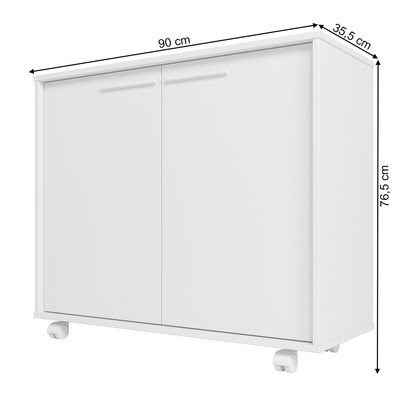 Armário Multiuso 2 Portas com Rodízios Branco 614 - Pnr Móveis