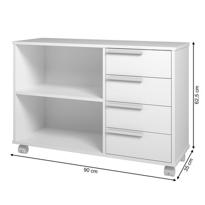 Rack para TV Até 40 Polegadas 4 Gavetas Branco 540 - Pnr Móveis