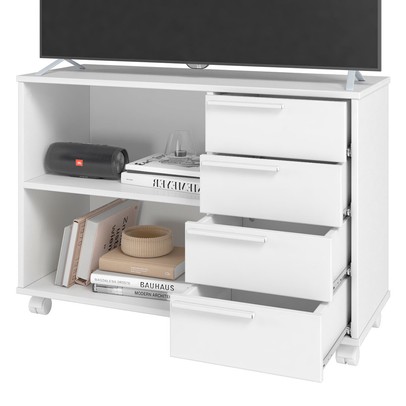 Rack para TV Até 40 Polegadas 4 Gavetas Branco 540 - Pnr Móveis