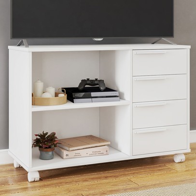 Rack para TV Até 40 Polegadas 4 Gavetas Branco 540 - Pnr Móveis