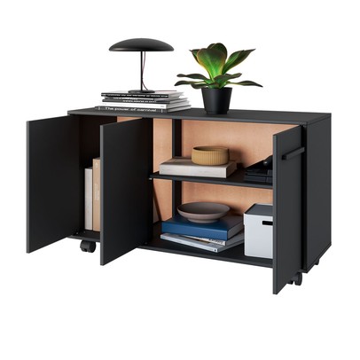 Armário para Escritório 3 Portas 1 Prateleira Preto 570 - Pnr Móveis