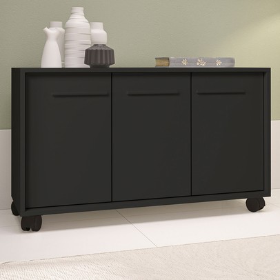 Armário para Escritório 3 Portas 1 Prateleira Preto 570 - Pnr Móveis