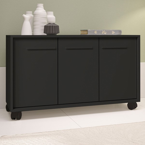 Armário para Escritório 3 Portas 1 Prateleira Preto 570 - Pnr Móveis