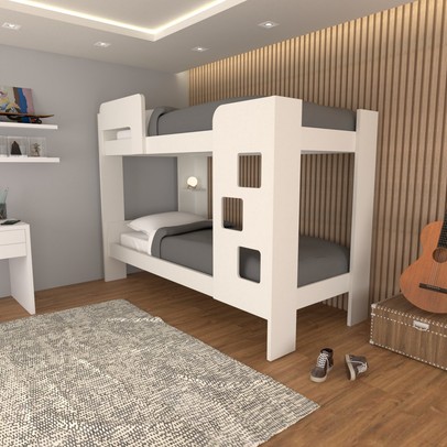 Beliche Escadinha 1 Prateleira 100% Mdf Grade de Proteção Branco - Panorama Móveis