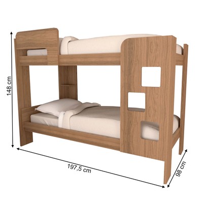 Beliche Escadinha 1 Prateleira 100% Mdf Grade de Proteção Ypê - Panorama Móveis