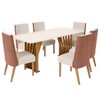 Mesa de Jantar 6 Lugares Adriana com Vidro Nature/Courino/Linho - Henn