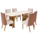 Mesa de Jantar 6 Lugares Adriana com Vidro Nature/Courino/Linho - Henn