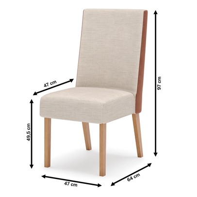Mesa de Jantar 6 Lugares Adriana com Vidro Nature/Courino/Linho - Henn