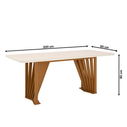 Mesa de Jantar 6 Lugares Adriana com Vidro Nature/Courino/Linho - Henn