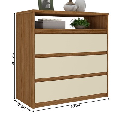 Cômoda Gales 3 Gavetas 100% Mdf Nogueira/Areia - Mambel