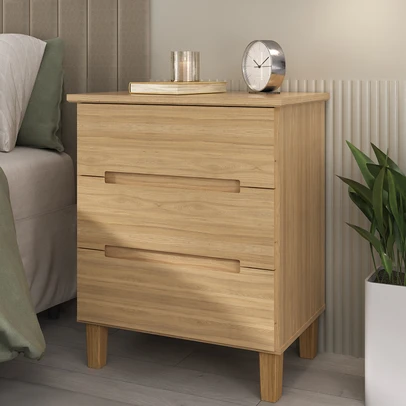 Mesa de Cabeceira Logan 3 Gavetas 100% Mdf Olmo - Mambel