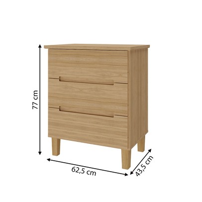 Mesa de Cabeceira Logan 3 Gavetas 100% Mdf Olmo - Mambel