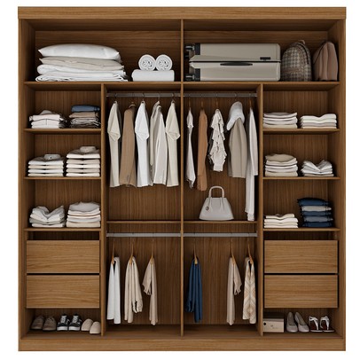 Guarda-Roupa Casal Star 2 Portas com Espelho 100% Mdf Nogueira/Areia - Mambel