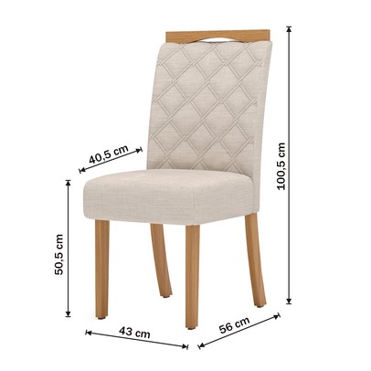 Mesa de Jantar 4 Lugares Dora Nature/Off White/Linho - Henn