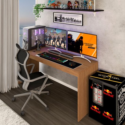 Mesa Gamer Battlestation Avelã/Avelã Tx - Panorama Móveis