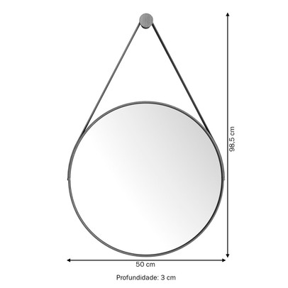 Espelho Decorativo Castanheira 50cm Preto - Jb Bechara