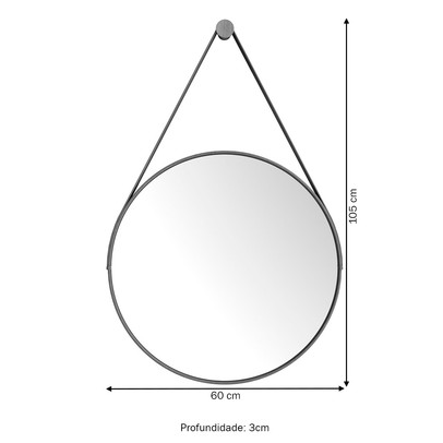 Espelho Decorativo Castanheira 60cm Preto - Jb Bechara