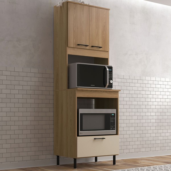 Torre Quente Maysa 3 Portas Madeira Oak/Dunas - Móveis Sul