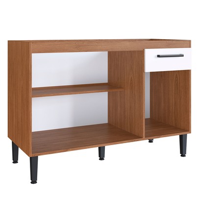 Balcão de Cozinha para Pia Giovanna 3 Portas 1 Gaveta Freijó/Branco - Irm Móveis