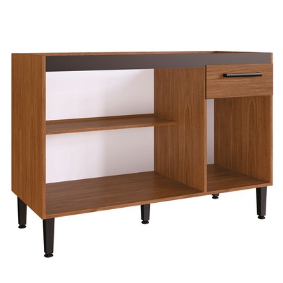 Balcão de Cozinha para Pia Giovanna 3 Portas 1 Gaveta Freijó/Preto - Irm Móveis