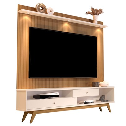 Estante para TV Até 75 Polegadas 2 Gavetas com Led Elmo/Perola 52322 - Jb Bechara