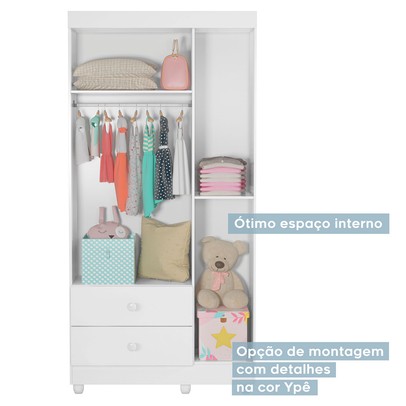 Quarto de Bebê Completo Life 100% Mdf 3 Portas 6 Gavetas Branco 2225 - Tigus Baby