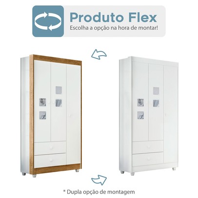 Quarto de Bebê Completo Life 100% Mdf 3 Portas 6 Gavetas Branco/Ypê 2274 - Tigus Baby