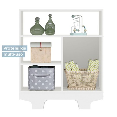 Quarto de Bebê Completo Flocos 100% Mdf 4 Portas 2 Gavetas Branco 4103 - Tigus Baby