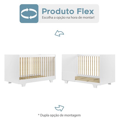 Quarto de Bebê Completo Flocos 100% Mdf 4 Portas 2 Gavetas Branco 4103 - Tigus Baby