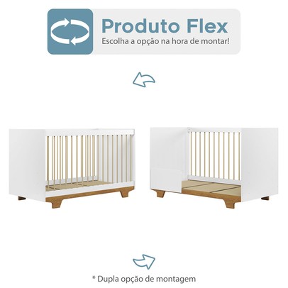 Quarto de Bebê Completo Flocos 100% Mdf 4 Portas 2 Gavetas Branco/Ypê 4103 - Tigus Baby