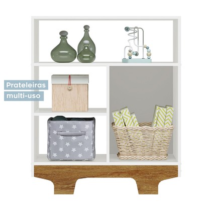 Quarto de Bebê Completo Flocos 100% Mdf 4 Portas 2 Gavetas Branco/Ypê 4103 - Tigus Baby