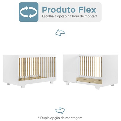 Quarto de Bebê Completo Flocos 100% Mdf 1 Porta Branco 4104 - Tigus Baby
