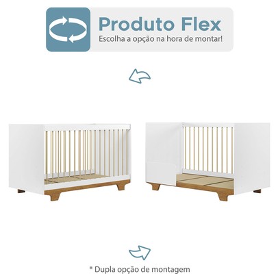 Quarto de Bebê Completo Flocos 100% Mdf 1 Porta Branco/Ypê 4104 - Tigus Baby