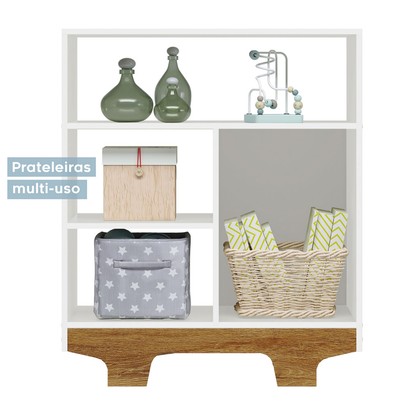 Quarto de Bebê Completo Flocos 100% Mdf 1 Porta Branco/Ypê 4104 - Tigus Baby