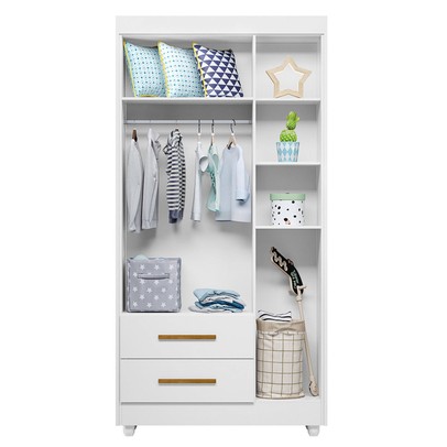 Quarto de Bebê Completo Flocos 100% Mdf 4 Portas 2 Gavetas Branco 4105 - Tigus Baby