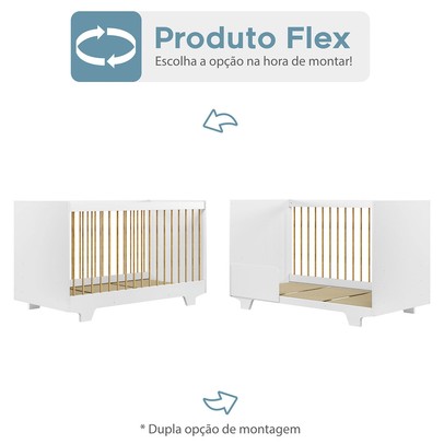 Quarto de Bebê Completo Flocos 100% Mdf 4 Portas 2 Gavetas Branco 4105 - Tigus Baby