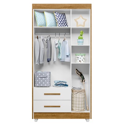 Quarto de Bebê Completo Flocos 100% Mdf 4 Portas 2 Gavetas Branco/Ypê 4105 - Tigus Baby