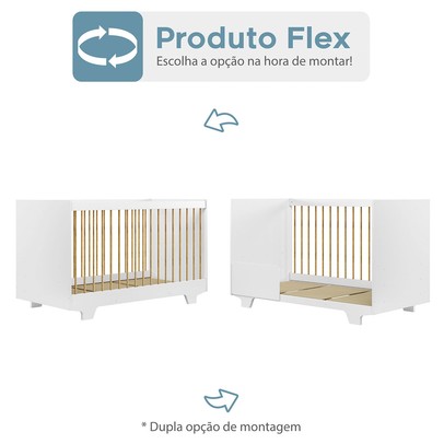 Quarto de Bebê Completo Flocos 100% Mdf 1 Porta Branco 4106 - Tigus Baby