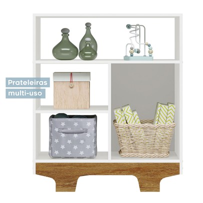 Quarto de Bebê Completo Flocos 100% Mdf 1 Porta Branco/Ypê 4106 - Tigus Baby