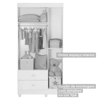 Quarto de Bebê Completo Life 100% Mdf 3 Portas 6 Gavetas Branco 4109 - Tigus Baby