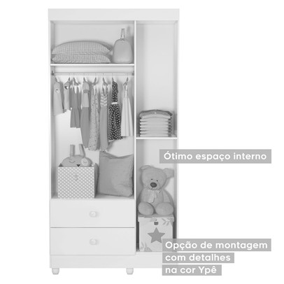 Quarto de Bebê Completo Life 100% Mdf 3 Portas 6 Gavetas Branco/Ypê 4109 - Tigus Baby