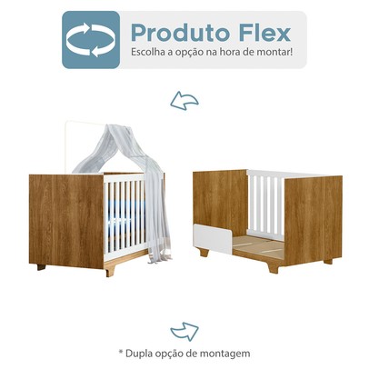 Quarto de Bebê Completo Life 100% Mdf 3 Portas 6 Gavetas Branco/Ypê 4109 - Tigus Baby