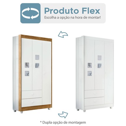 Quarto de Bebê Completo Life 100% Mdf 3 Portas 6 Gavetas Branco/Ypê 4110 - Tigus Baby
