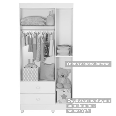 Quarto de Bebê Completo Life 100% Mdf 3 Portas 6 Gavetas Branco/Ypê 4110 - Tigus Baby